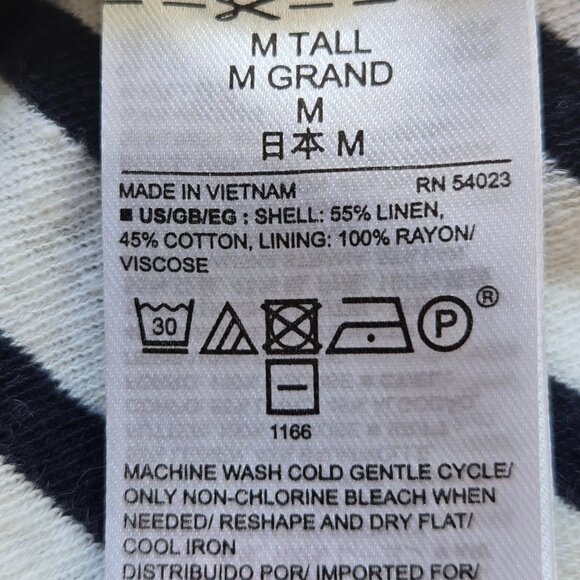 Gap Tall Navy & White Striped Linen-Blend Midi Dress M – Lined Skirt, Pockets - Picture 6 of 6